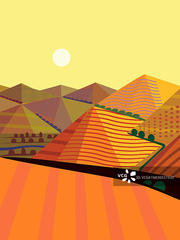 立体主义山景插画图片素材