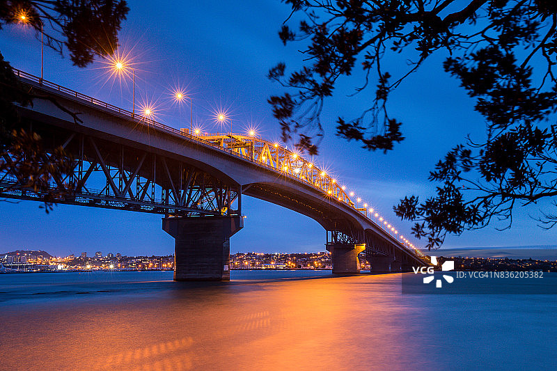奥克兰海港大桥暮色图片素材