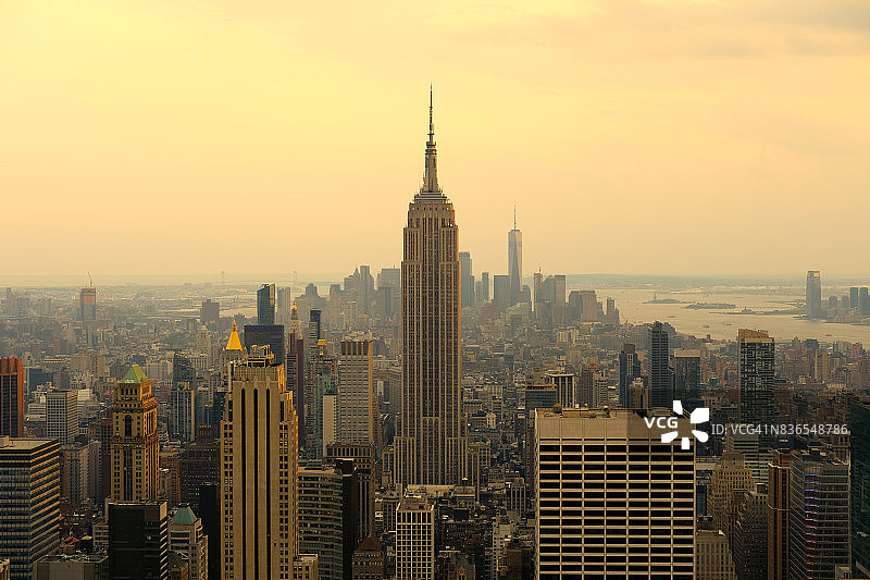 日落时分的纽约城市景观图片素材