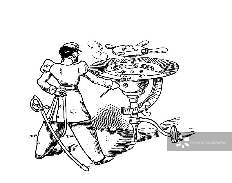 士兵使用导航仪 - 1867年图片素材