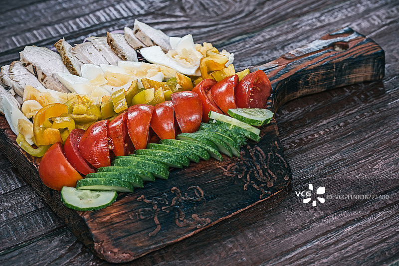 科布沙拉配新鲜蔬菜图片素材