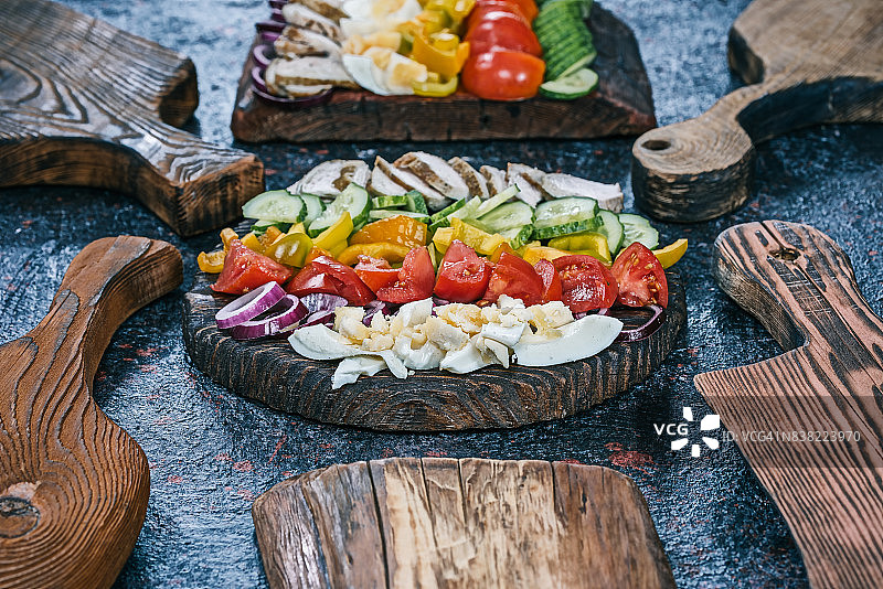 科布沙拉配新鲜蔬菜图片素材