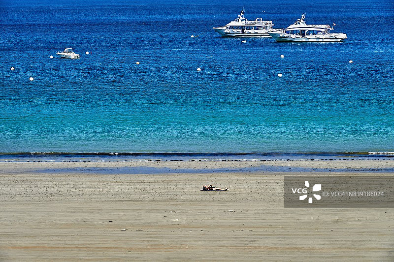 法国布列塔尼的佩罗斯-吉雷克海滩图片素材