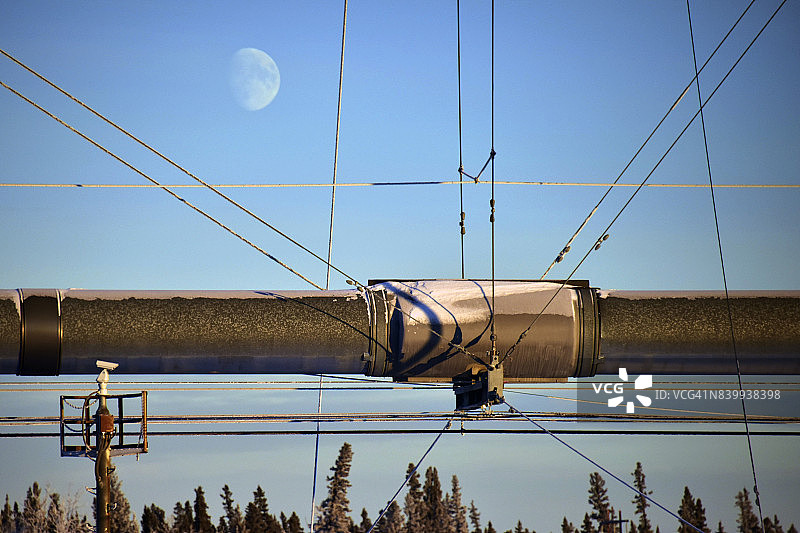 跨阿拉斯加输油管道空中交叉图片素材
