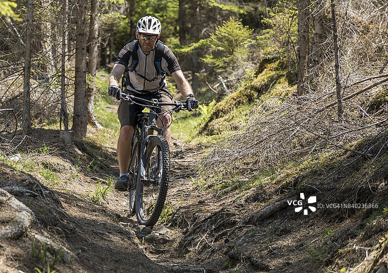 奥地利克恩顿州的森林山地自行车运动图片素材