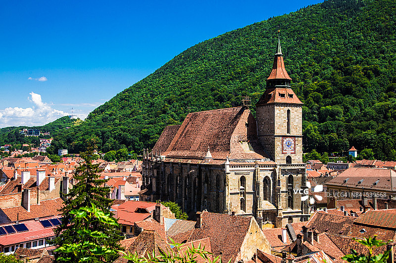 罗马尼亚布拉索夫街道和建筑鸟瞰图片素材