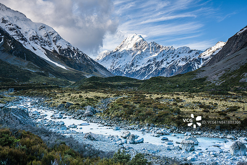 在胡克谷，库克山，新西兰图片素材