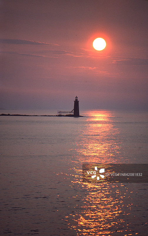拉姆岛灯塔，缅因州波特兰湾-1图片素材