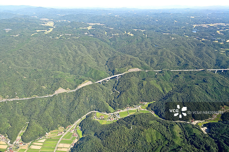 广岛县三原市的三洋高速公路航拍图片素材