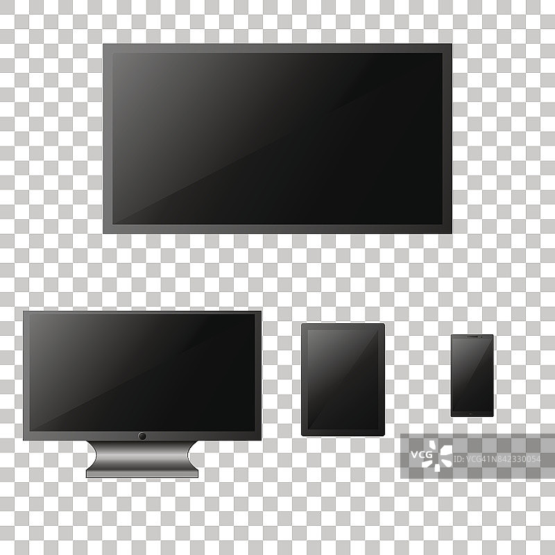 电脑显示器、电视、平板电脑和智能手机图片素材
