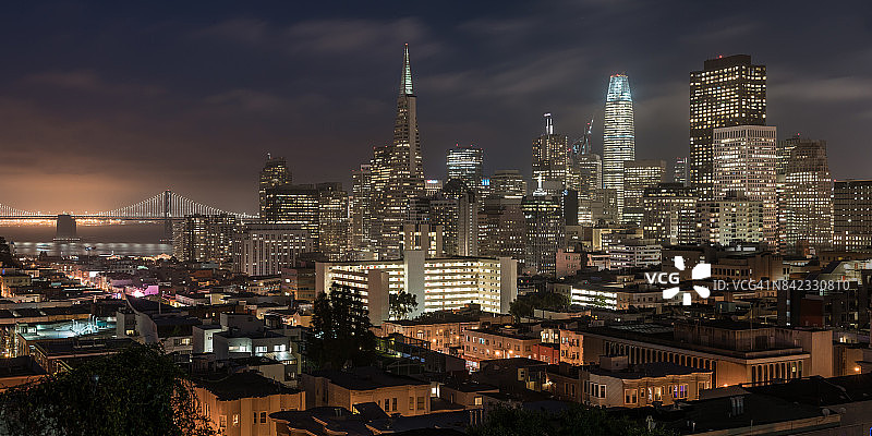 旧金山天际线夜景图片素材