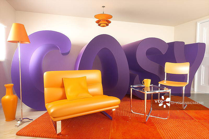 带有家具房间内的舒适排版图片素材