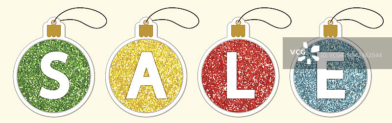 圣诞球造型的可爱复古风价格标签图片素材