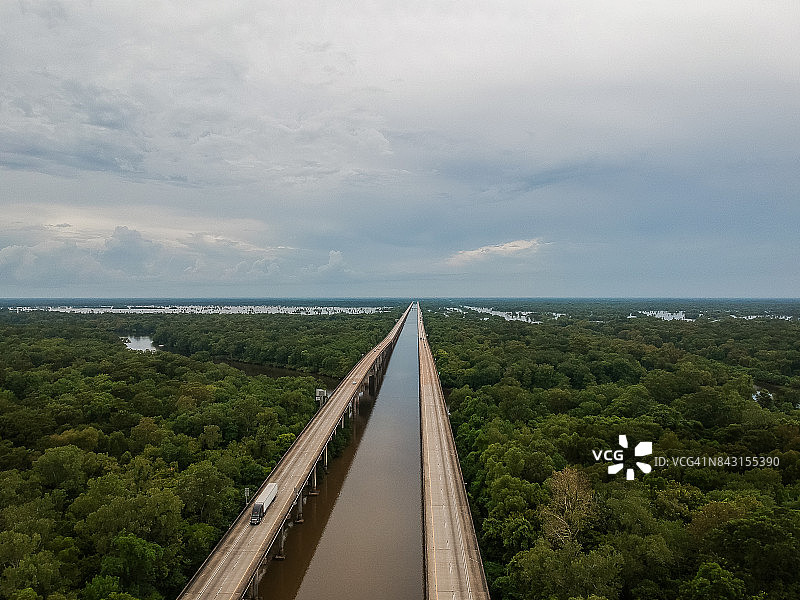 阿查法拉亚盆地大桥，路易斯安那州10号州际公路图片素材