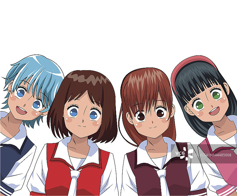 动漫女孩漫画群组图片素材