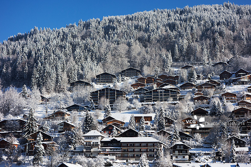 法国莫尔济讷滑雪小木屋图片素材