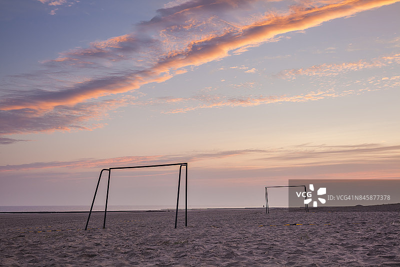 足球门-诺德奈，东弗里西亚群岛，德国图片素材
