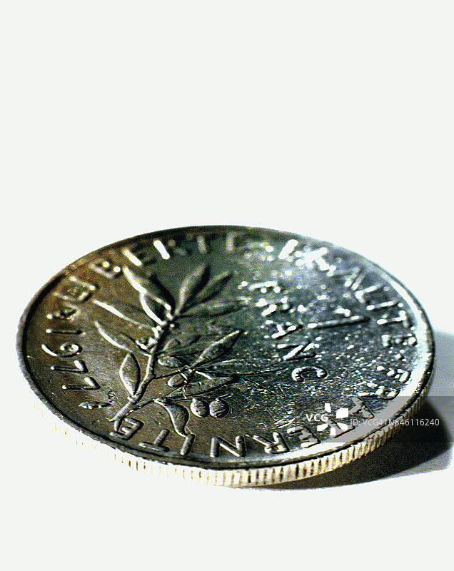 法国货币：法郎硬币特写图片素材