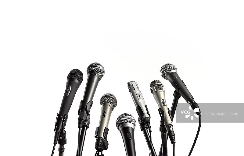 新闻发布会麦克风特写图片素材