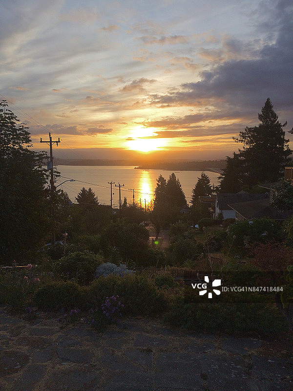 华盛顿湖日出图片素材