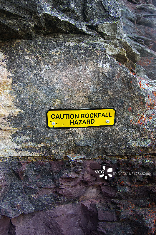 澳大利亚蓝山国家公园落石危险警告标志图片素材