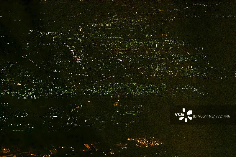 千叶县木更津市工厂区夜间航拍景观图片素材