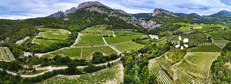旺图山蕾丝葡萄酒产区，法国普罗旺斯图片素材