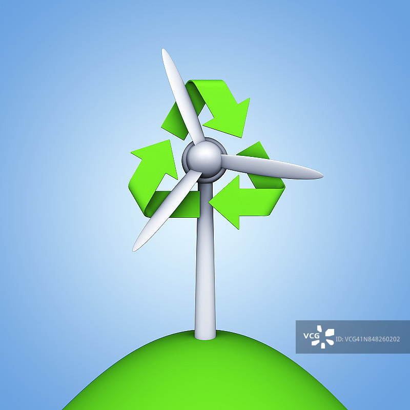 风力涡轮机和回收标志图片素材