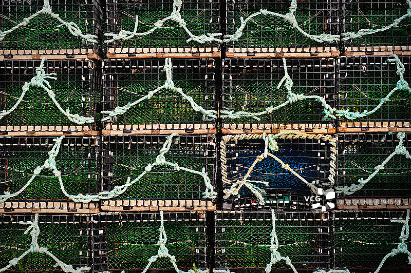 加拿大新不伦瑞克省大马南岛的龙虾陷阱图片素材