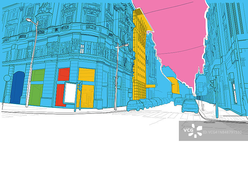 城市景象插画图片素材