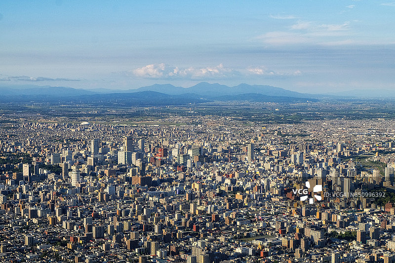 从藻岩山观看的日本北海道札幌市景观图片素材