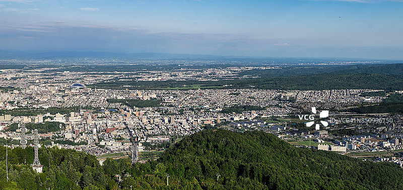 从藻岩山观看的日本北海道札幌市景观图片素材