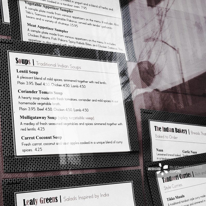 印度美食菜单橱窗展示图片素材