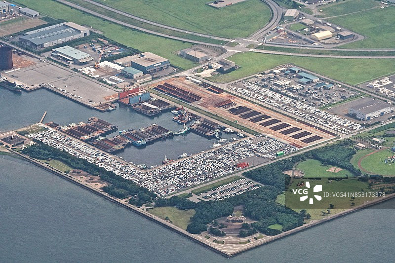 千叶县木更津市港口飞机航拍日景图片素材