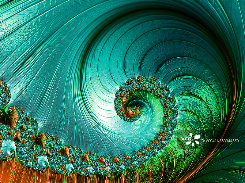 粉色和绿色螺旋抽象分形图案图片素材