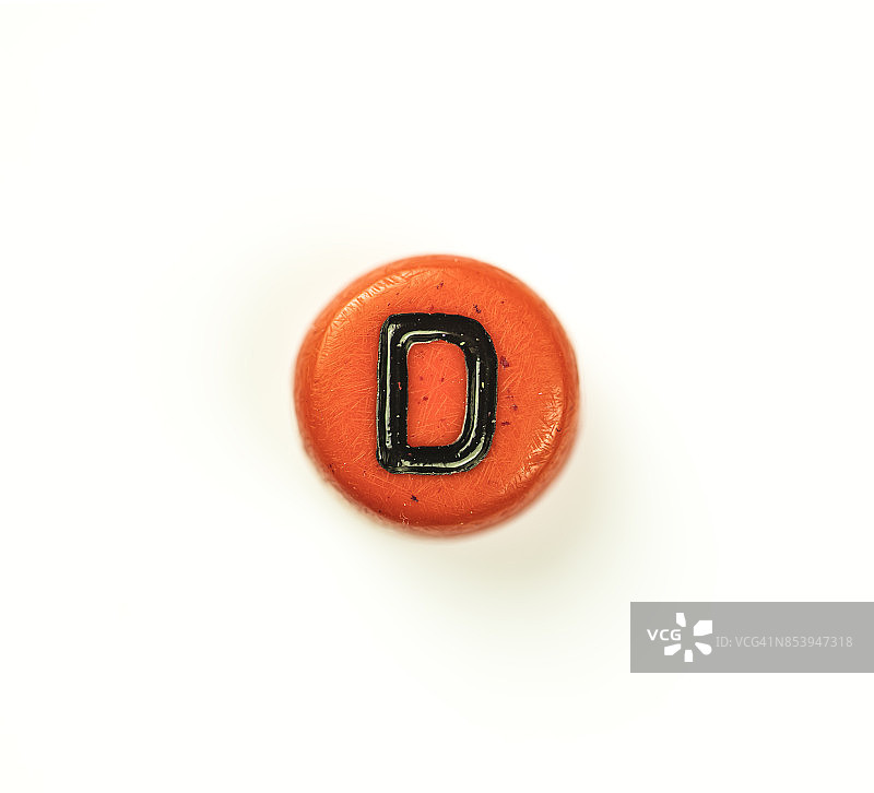 塑料大写字母D的俯视图图片素材
