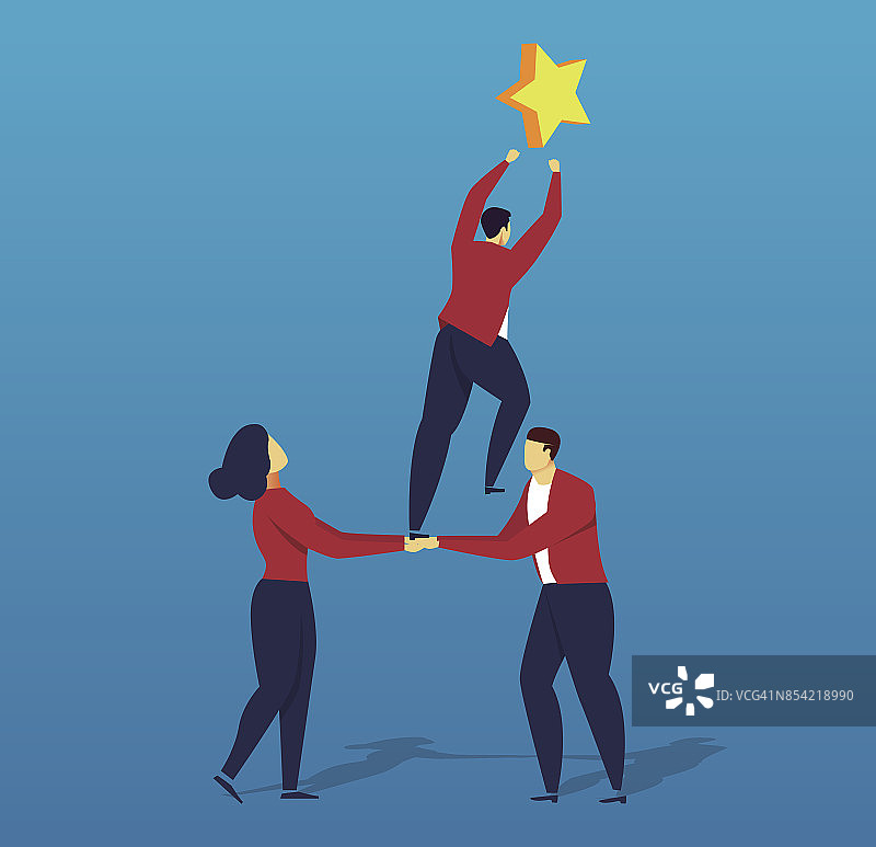 团队合作：摘星星图片素材