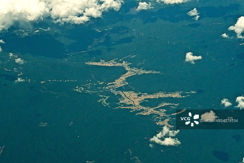 飞机航拍爱知县设乐町东纳古拉地区图片素材