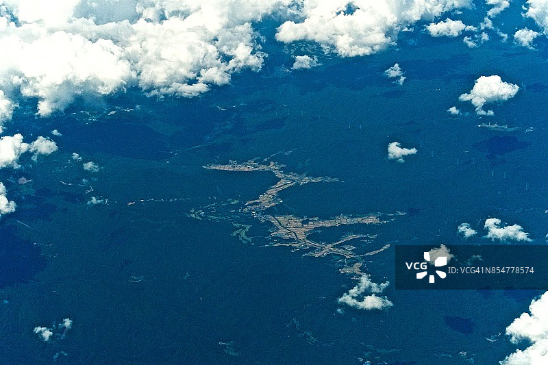 飞机航拍爱知县设乐町东纳古拉地区图片素材