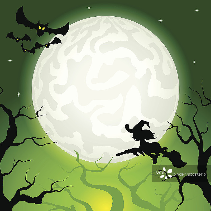 女巫飞过月亮图片素材