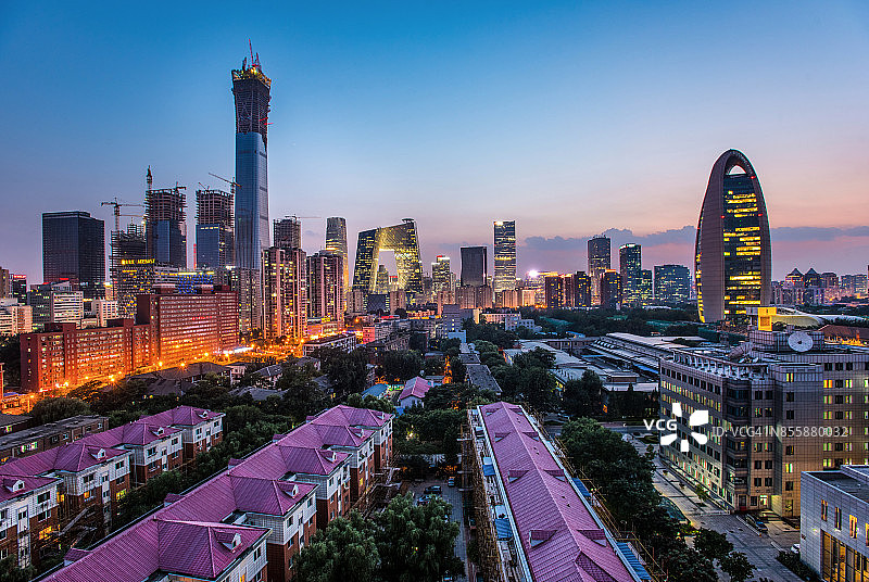 中国北京中央商务区夜景图片素材
