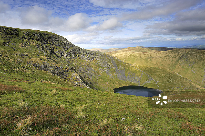 塔恩湖和夏普艾吉，布伦卡特拉山，湖区国家公园，坎布里亚郡，英国图片素材