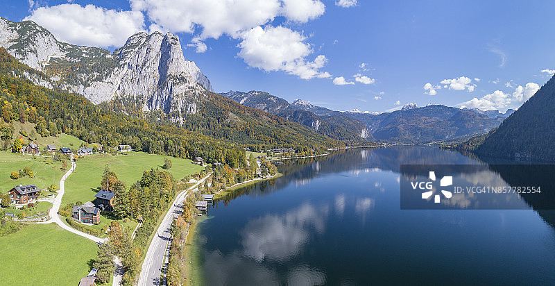 奥地利格伦德尔湖秋色图片素材