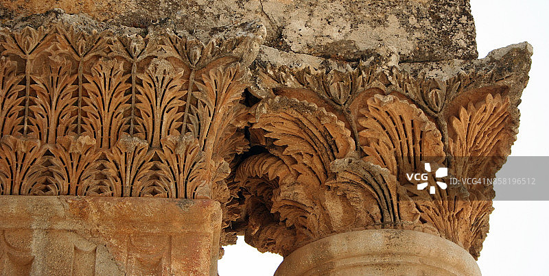 风吹鬼针草叶首都和檐口，圣西蒙，叙利亚图片素材
