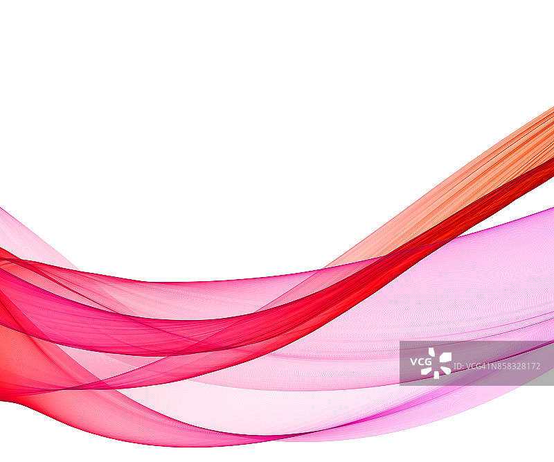 抽象红色线条波浪，白色背景图片素材