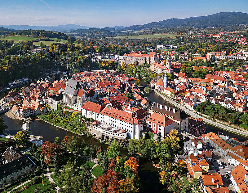 克鲁姆洛夫空中全景图片素材