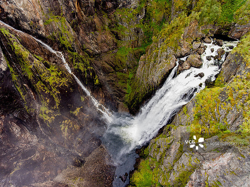 挪威沃林瀑布鸟瞰图图片素材