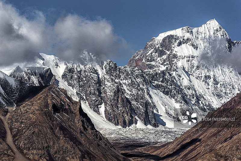 罕萨山谷帕苏附近的喀喇昆仑山脉锯齿状山峰图片素材