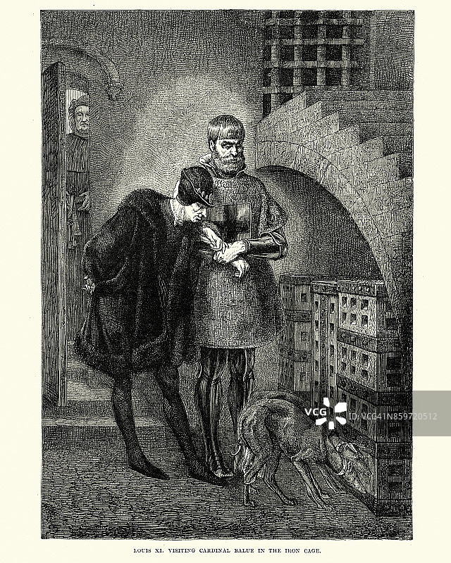 路易十一参观铁笼中的巴吕红衣主教图片素材