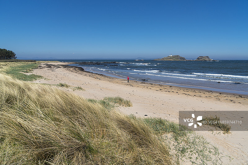 北贝里克，东海滩，眺望菲德拉岛，苏格兰图片素材